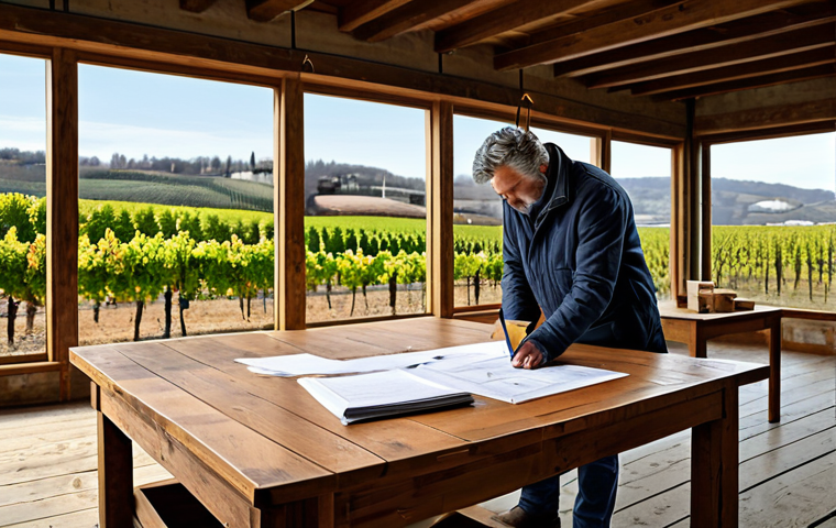 농업경영사 직무의 평균 근무 시간 - Harvest Season**

"A bustling autumn harvest scene in a Portuguese vineyard, workers in modest cloth...