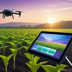 농업경영사 취업 성공 사례 - **Prompt 1: "A futuristic agricultural landscape at dawn. Drones with sleek designs are autonomously...