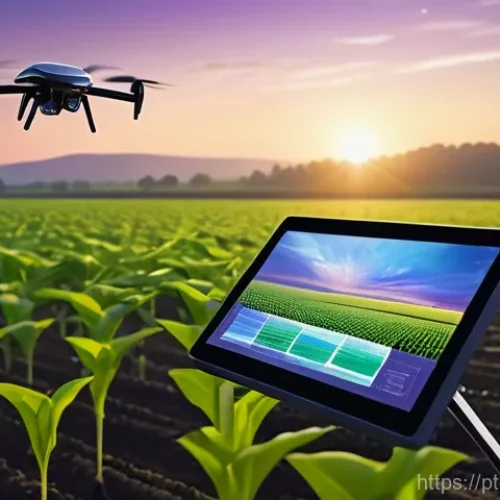 농업경영사 취업 성공 사례 - **Prompt 1: "A futuristic agricultural landscape at dawn. Drones with sleek designs are autonomously...