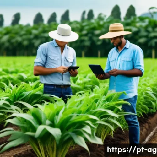 Home 33 농업경영사 실기 시험 준비 노하우 - A detailed agricultural farm scene in Brazil showing a diverse group of farmers working together: on...