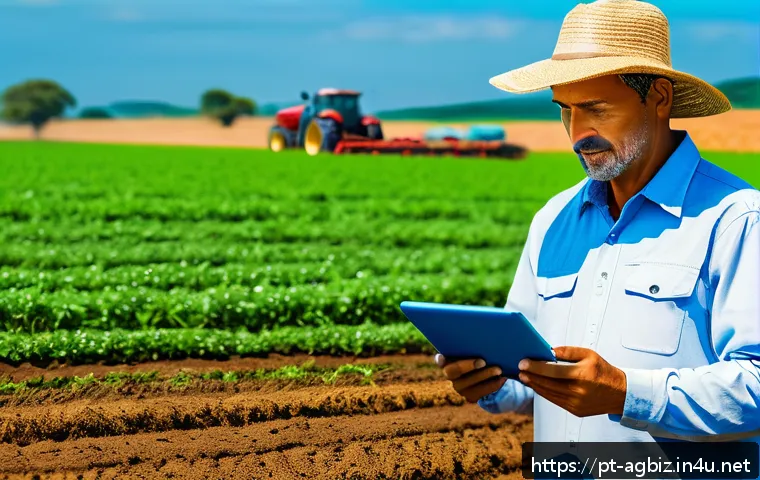 농업경영사 자격증의 커리큘럼 분석 - A detailed digital illustration of a small to medium-sized Brazilian farm during daytime, showcasing...